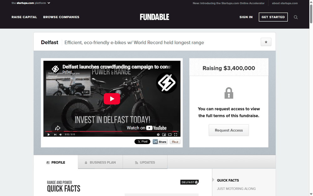 Fundable campaign page screenshot