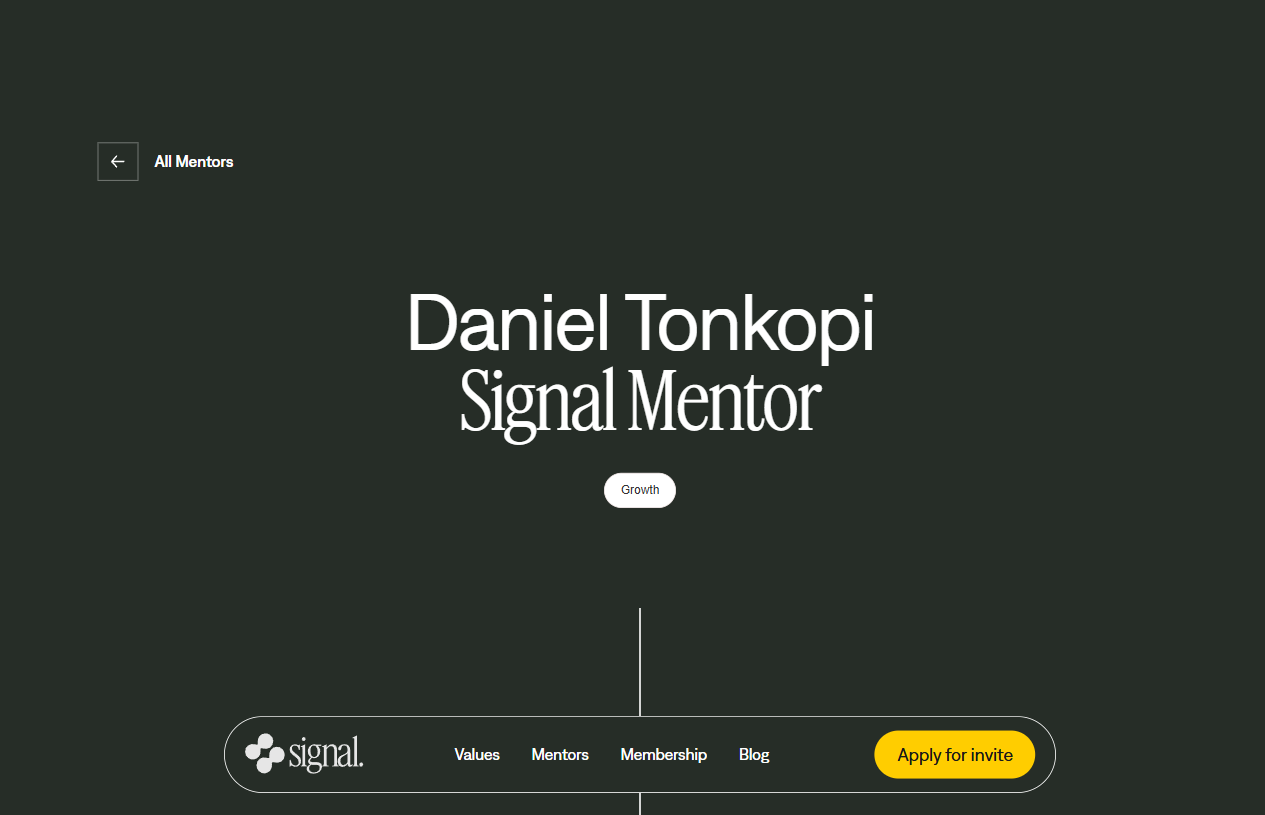 Signal mentor profile: Daniel Tonkopi, Signal Mentor, Growth
